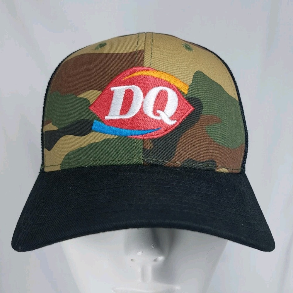 Dairy Queen DQ Camo Hat Cap Strap Mesh‎ Back Restaurant Fast Food Employee